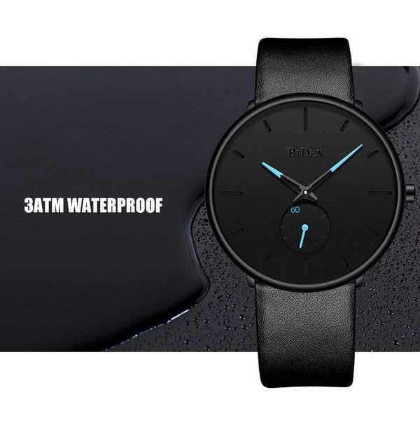 Planet Gates leather black Men's watches simple  brand men wristwatch quartz leather man watch waterproof mens clocks black brown