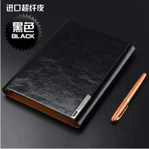 Planet Gates Leather Black Paperboat Vintage leather a5 loose leaf notebook logo custom stationery commercial rings notepad spiral travelers writing pads