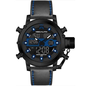 Planet Gates leather blue Men's LED Sport Quartz Watch Men Multifunction Waterproof Date Luminous Wrist Watches Men Clock Horloges Mannen