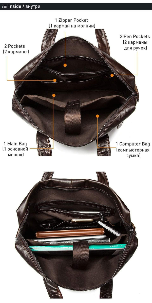 Planet Gates Leather Briefcases men laptop male messenger bag Men's Genuine leather shoulder bags briefcase for documents  handbag 9005