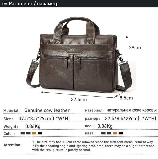 Planet Gates Leather Briefcases men laptop male messenger bag Men's Genuine leather shoulder bags briefcase for documents  handbag 9005