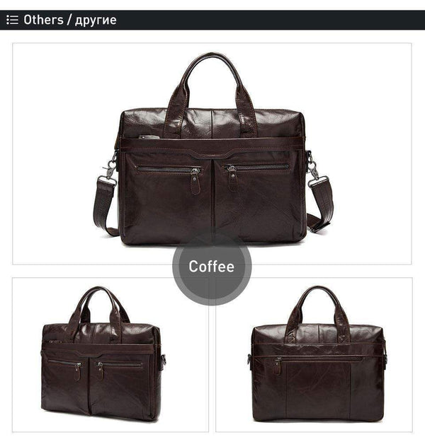 Planet Gates Leather Briefcases men laptop male messenger bag Men's Genuine leather shoulder bags briefcase for documents  handbag 9005