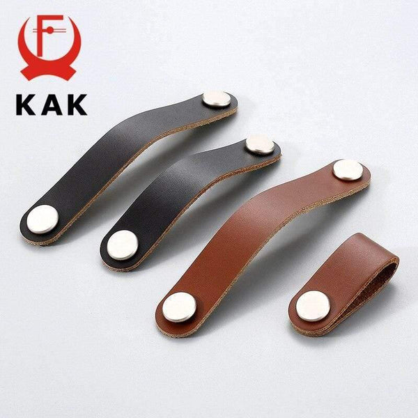 Leather Cabinet Knobs and Handles for Kitchen Cupboard Door Pulls Black Brown Furniture Handle Wardrobe Dresser Knobs