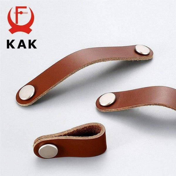 Leather Cabinet Knobs and Handles for Kitchen Cupboard Door Pulls Black Brown Furniture Handle Wardrobe Dresser Knobs