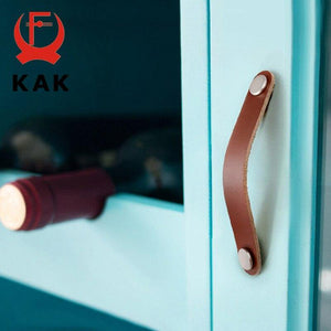 Leather Cabinet Knobs and Handles for Kitchen Cupboard Door Pulls Black Brown Furniture Handle Wardrobe Dresser Knobs