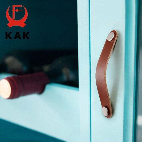 Leather Cabinet Knobs and Handles for Kitchen Cupboard Door Pulls Black Brown Furniture Handle Wardrobe Dresser Knobs