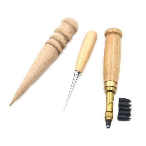Leather Carft Tools Kit 18pcs Stitching Carving Working Sewing Saddle Groover Leather Craft DIY Tool