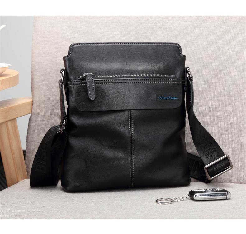Planet Gates Leather Crossbody Bag Ipad Men's Bag Zipper Men Messenger Bag Casual Male Shoulder Bag N2749-1B