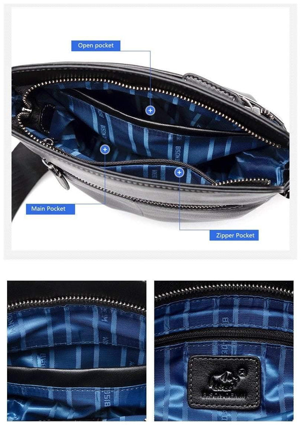 Planet Gates Leather Crossbody Bag Ipad Men's Bag Zipper Men Messenger Bag Casual Male Shoulder Bag N2749-1B