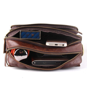 Planet Gates Leather Crossbody Bags Fashion Men Messenger Bags Men's Shoulder Bag Zipper Men's Leather Bag Handbag Briefcase