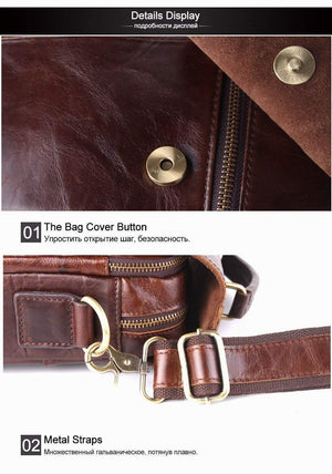 Planet Gates Leather Crossbody Bags Fashion Men Messenger Bags Men's Shoulder Bag Zipper Men's Leather Bag Handbag Briefcase