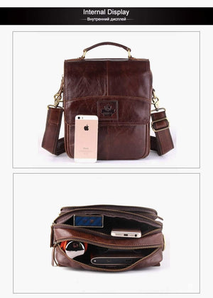 Planet Gates Leather Crossbody Bags Fashion Men Messenger Bags Men's Shoulder Bag Zipper Men's Leather Bag Handbag Briefcase