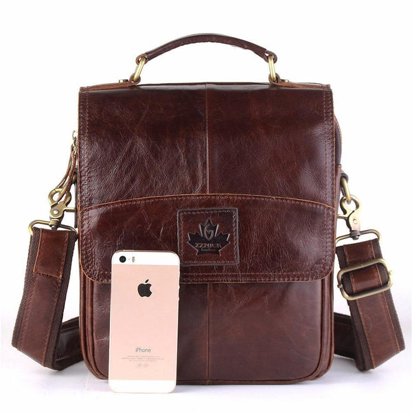 Planet Gates Leather Crossbody Bags Fashion Men Messenger Bags Men's Shoulder Bag Zipper Men's Leather Bag Handbag Briefcase