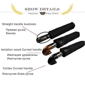 Planet Gates Leather Curved Handle men Automatic business Umbrella Male Windproof Black Big auto Umbrellas parasol Rain paraguas