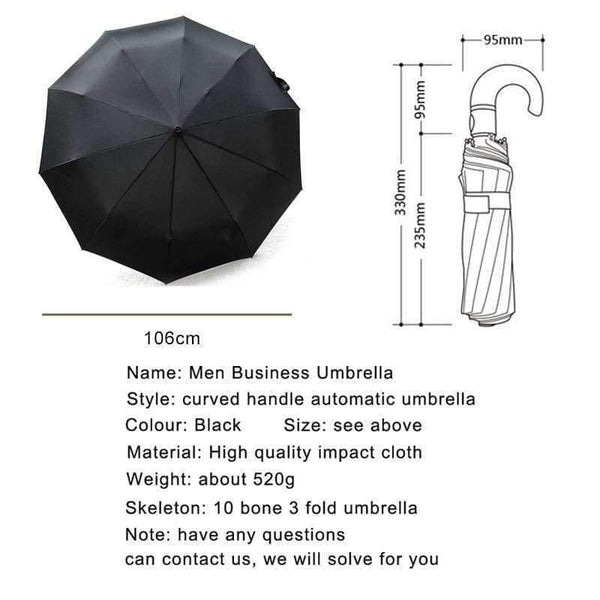 Planet Gates Leather Curved Handle men Automatic business Umbrella Male Windproof Black Big Umbrellas parasol Rain corporation paraguas Gifts