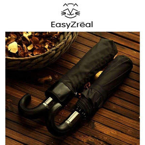 Planet Gates Leather Curved Handle men Automatic business Umbrella Male Windproof Black Big Umbrellas parasol Rain corporation paraguas Gifts