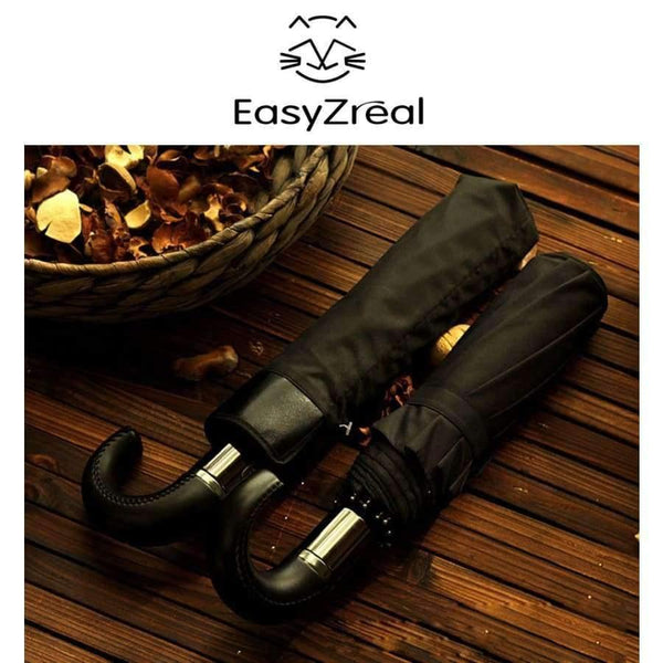 Planet Gates Leather Curved Handle men Automatic business Umbrella Male Windproof Black Big Umbrellas parasol Rain corporation paraguas Gifts