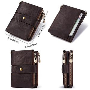 Planet Gates Leather Free Engraving Rfid Wallet Men Crazy Horse Wallets Coin Purse Short Male Money Bag Mini Walet  Quality
