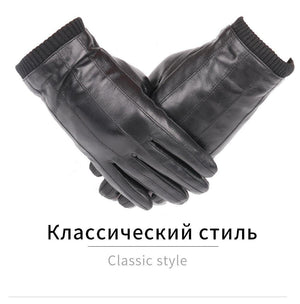 Planet Gates Leather gloves for men winter fashion gloves made of Italian imported sheepskin can play touch screen elastic wrist