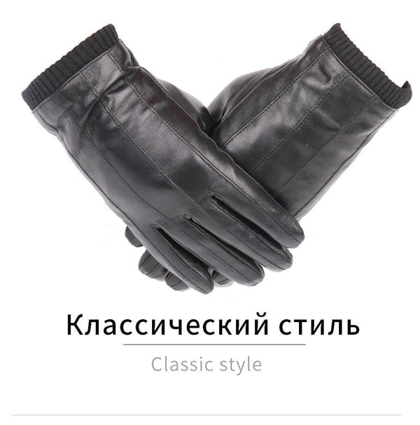 Planet Gates Leather gloves for men winter fashion gloves made of Italian imported sheepskin can play touch screen elastic wrist