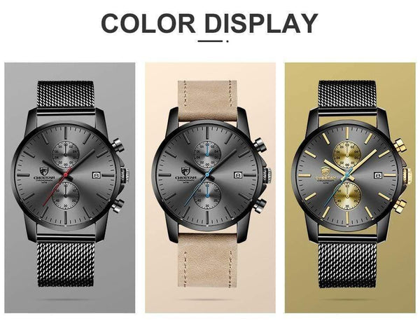 Planet Gates Leather Grey Men Watch CHEETAH Brand Fashion Sports Quartz Watches Mens Leather Waterproof Chronograph Clock Business Relogio Masculino