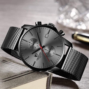 Planet Gates Leather Grey Men Watch CHEETAH Brand Fashion Sports Quartz Watches Mens Leather Waterproof Chronograph Clock Business Relogio Masculino