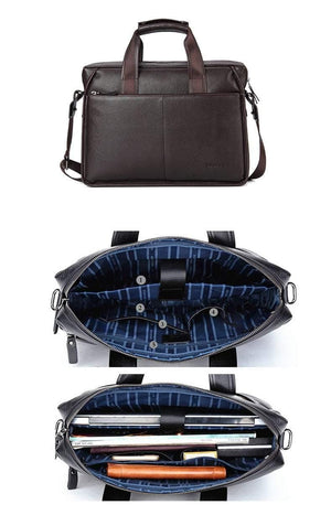 Planet Gates Leather Guarantee Briefcase Men Bag 14 inch Laptop Soft Cowhide Messenger Bag Handbag Bag Business
