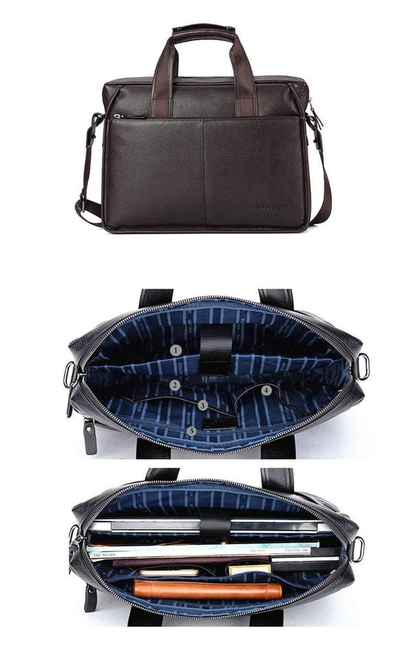 Planet Gates Leather Guarantee Briefcase Men Bag 14 inch Laptop Soft Cowhide Messenger Bag Handbag Bag Business