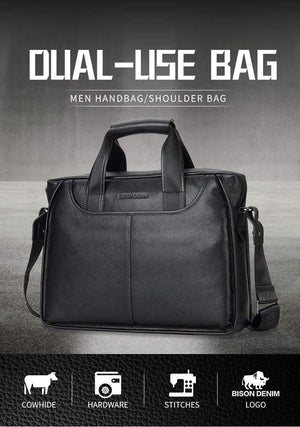 Planet Gates Leather Guarantee Briefcase Men Bag 14 inch Laptop Soft Cowhide Messenger Bag Handbag Bag Business