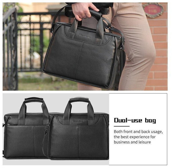 Planet Gates Leather Guarantee Briefcase Men Bag 14 inch Laptop Soft Cowhide Messenger Bag Handbag Bag Business