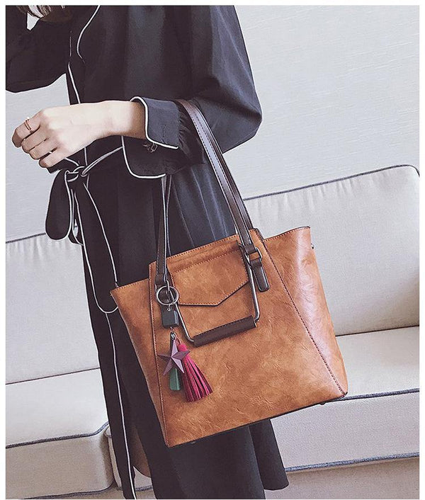 Planet Gates Leather handbags design black casual tote large travel ladies shoulder bags messenger bag J09PT02