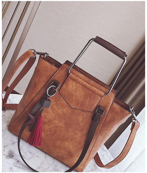 Planet Gates Leather handbags design black casual tote large travel ladies shoulder bags messenger bag J09PT02