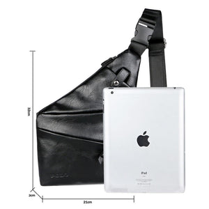 Planet Gates Leather Man Messenger Bag Brand Black Men's Fashion Chest Bag With Front Bag Casual Men Sling Bag