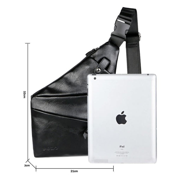 Planet Gates Leather Man Messenger Bag Brand Black Men's Fashion Chest Bag With Front Bag Casual Men Sling Bag