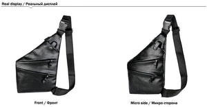 Planet Gates Leather Man Messenger Bag Brand Black Men's Fashion Chest Bag With Front Bag Casual Men Sling Bag