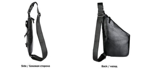 Planet Gates Leather Man Messenger Bag Brand Black Men's Fashion Chest Bag With Front Bag Casual Men Sling Bag