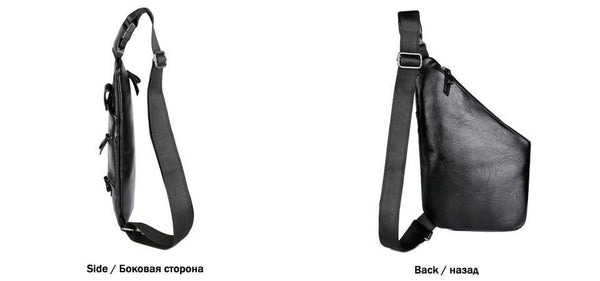 Planet Gates Leather Man Messenger Bag Brand Black Men's Fashion Chest Bag With Front Bag Casual Men Sling Bag