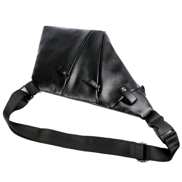 Planet Gates Leather Man Messenger Bag Brand Black Men's Fashion Chest Bag With Front Bag Casual Men Sling Bag