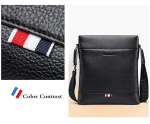 Planet Gates Leather Men Bag Casual Business Crossbody Bag iPad Mens Messenger Bag Classic Black bolsas male N2821