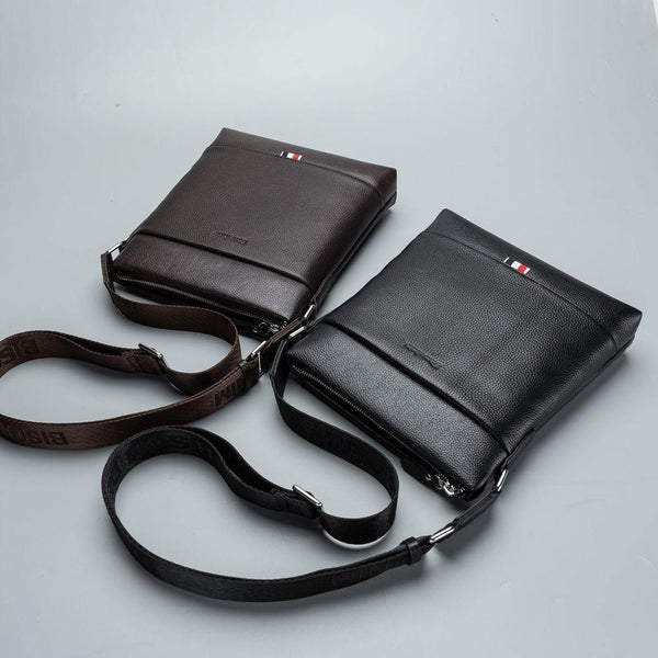 Planet Gates Leather Men Bag Casual Business Crossbody Bag iPad Mens Messenger Bag Classic Black bolsas male N2821