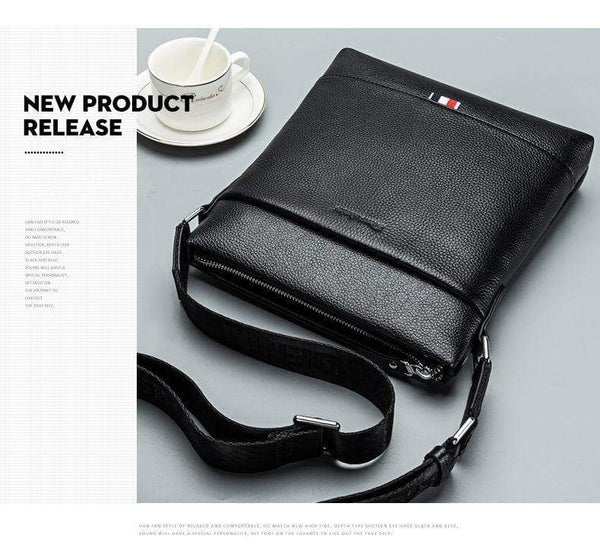 Planet Gates Leather Men Bag Casual Business Crossbody Bag iPad Mens Messenger Bag Classic Black bolsas male N2821
