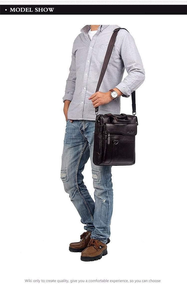 Planet Gates Leather Men Bag Cowhide Shoulder Fashion Men Messenger Bags Crossbody Bags Handbags Black Men's Travel Bag