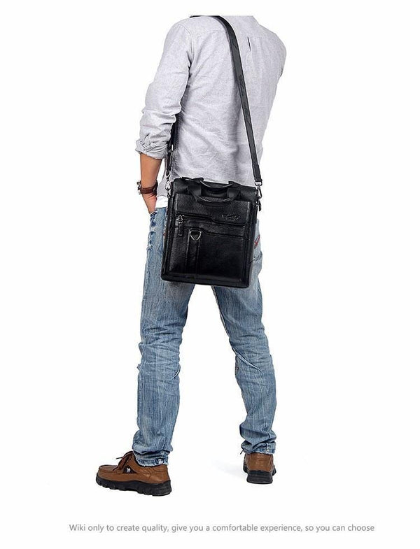 Planet Gates Leather Men Bag Cowhide Shoulder Fashion Men Messenger Bags Crossbody Bags Handbags Black Men's Travel Bag