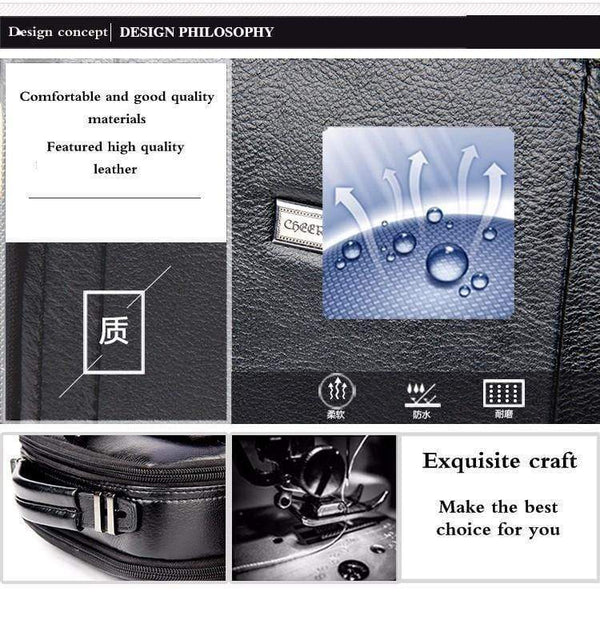 Planet Gates Leather Men Bag Cowhide Shoulder Fashion Men Messenger Bags Crossbody Bags Handbags Black Men's Travel Bag