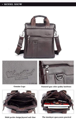 Planet Gates Leather Men Bag Cowhide Shoulder Fashion Men Messenger Bags Crossbody Bags Handbags Black Men's Travel Bag