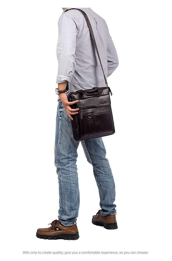 Planet Gates Leather Men Bag Cowhide Shoulder Fashion Men Messenger Bags Crossbody Bags Handbags Black Men's Travel Bag