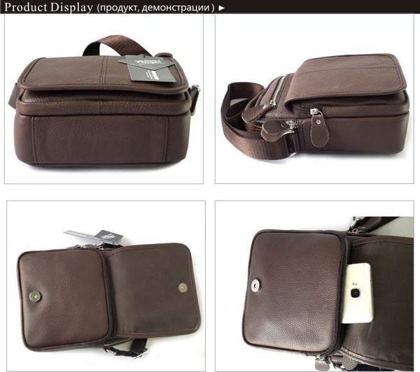 Planet Gates Leather Men Bag Cowhide Shoulder Fashion Men Messenger Bags Crossbody Bags Handbags Brown Men's Travel Bag
