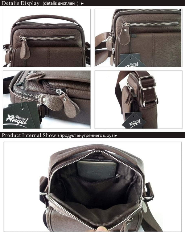 Planet Gates Leather Men Bag Cowhide Shoulder Fashion Men Messenger Bags Crossbody Bags Handbags Brown Men's Travel Bag