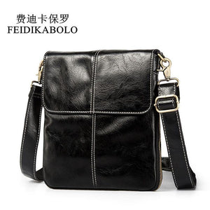 Planet Gates Leather Men Bag Fashion Leather Crossbody Shoulder Bag Men's Messenger Bags Small Casual Man Bags Black