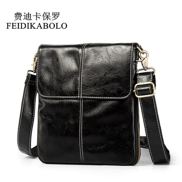 Planet Gates Leather Men Bag Fashion Leather Crossbody Shoulder Bag Men's Messenger Bags Small Casual Man Bags Black